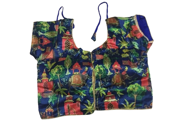 Raw Silk Digital Print Designer Blouse 167